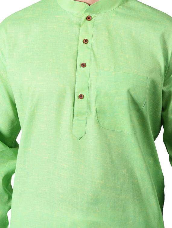 parrot green solid kurta pyjama set - 17373681 - Zoom Image - 4