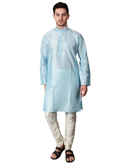 light blue solid kurta pyjama set - 17373691 - Standard Image - 1