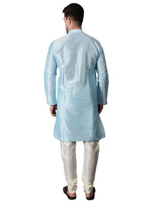 light blue solid kurta pyjama set - 17373691 - Standard Image - 3