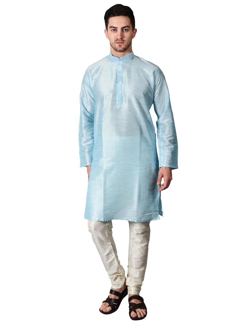 light blue solid kurta pyjama set - 17373691 - Zoom Image - 1