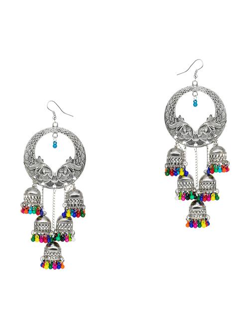 silver brass jhumka earring - 17373937 - Very Small Image - 1