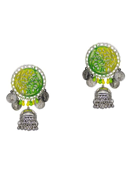 green brass jhumka earring - 17373944 - Very Small Image - 1