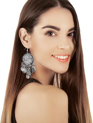 silver brass drop earrings - 17373977 - Standard Image - 3