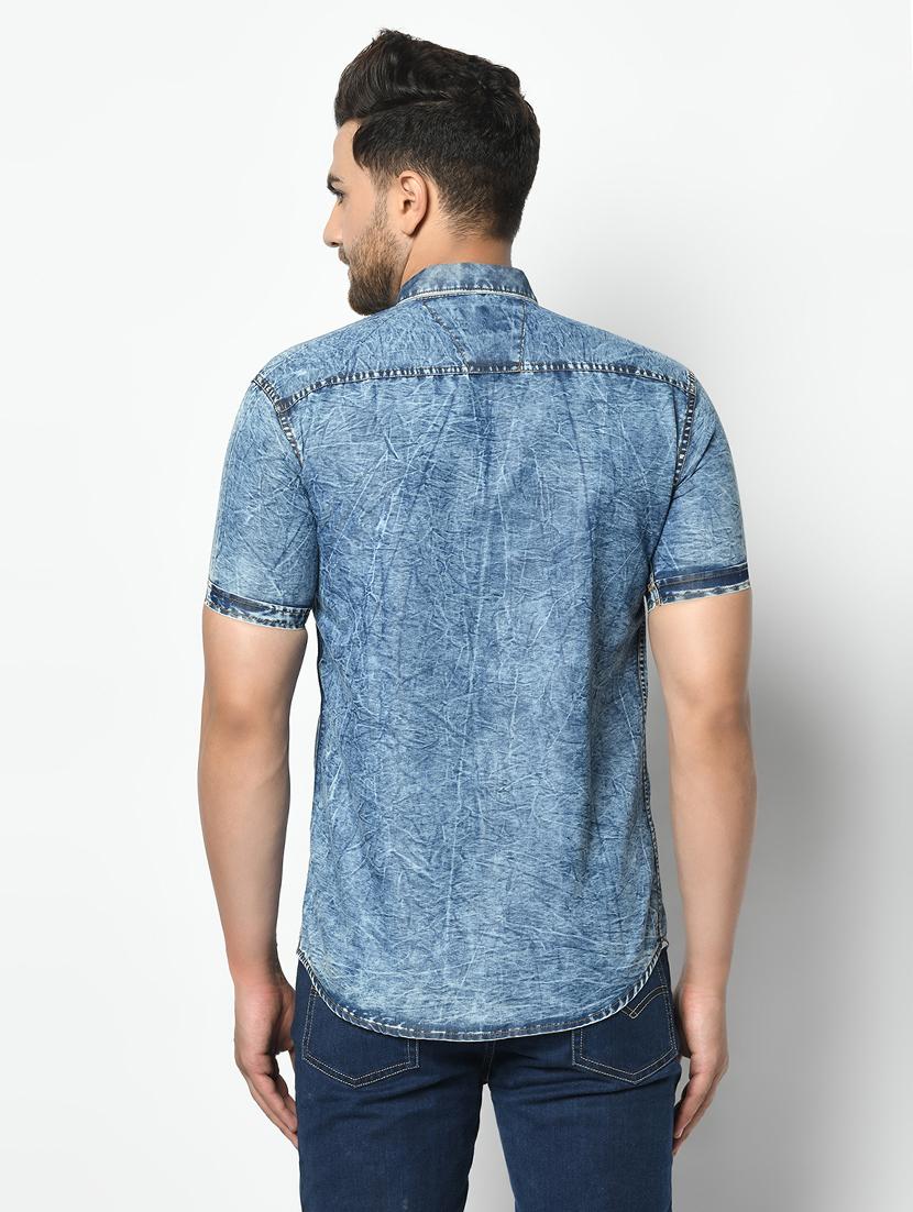 blue faded denim casual shirt - 17374386 - Zoom Image - 3