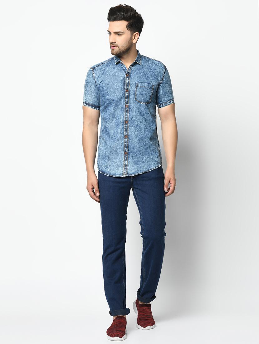 blue faded denim casual shirt - 17374386 - Zoom Image - 4