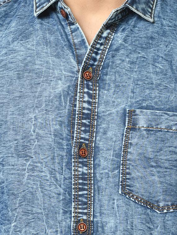 blue faded denim casual shirt - 17374386 - Zoom Image - 5