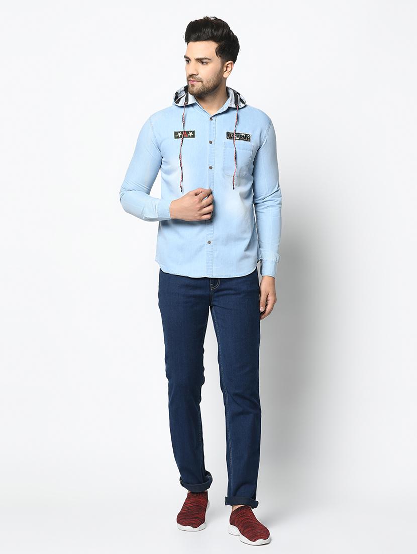 light blue faded denim casual shirt - 17374408 - Zoom Image - 4