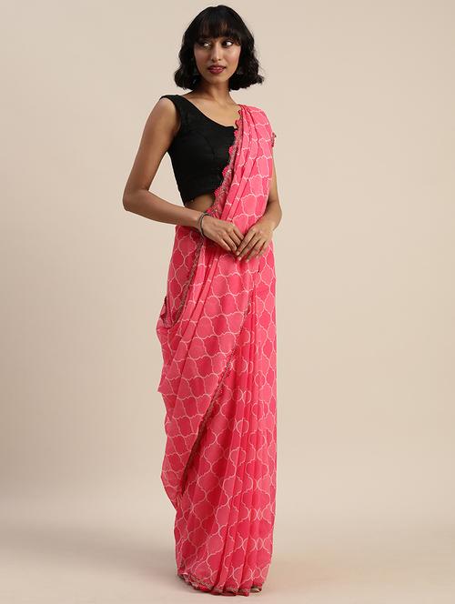 geometrical printed saree with blouse - 17374472 - Standard Image - 1