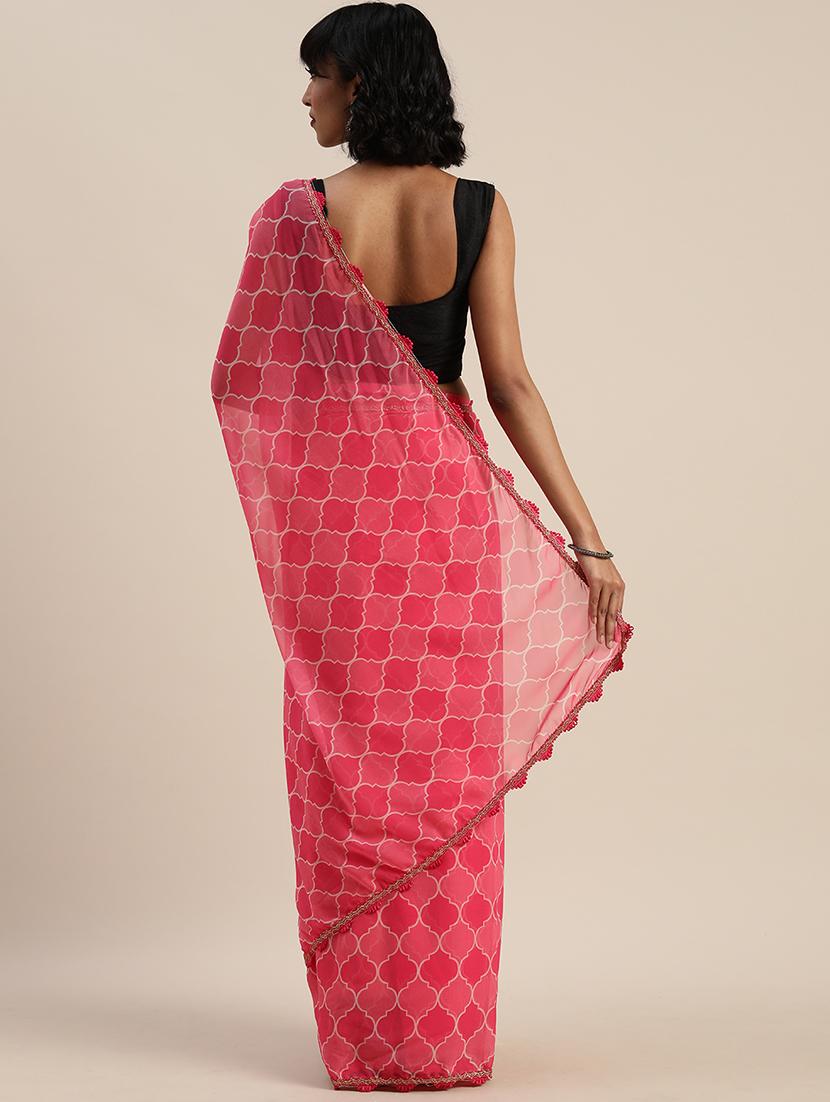 geometrical printed saree with blouse - 17374472 - Zoom Image - 2