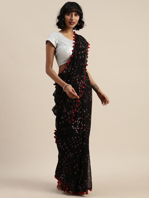 bandhani printed saree with blouse - 17374477 - Standard Image - 1