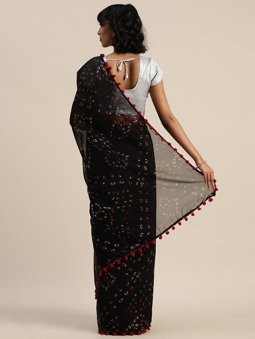 bandhani printed saree with blouse - 17374477 - Zoom Image - 2