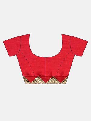 bordered solid saree with blouse - 17374479 - Standard Image - 3