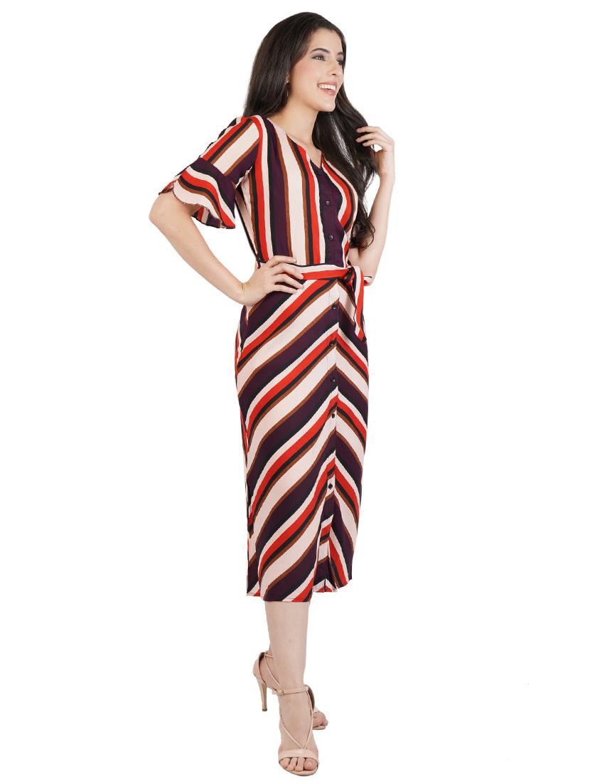 bell sleeves striped dress - 17374508 - Zoom Image - 2