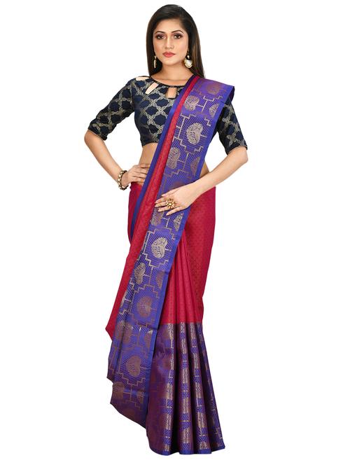 bordered kanjivaram saree with blouse - 17374769 - Very Small Image - 1