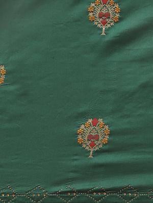bottle green woven saree with blouse - 17375030 - Standard Image - 5