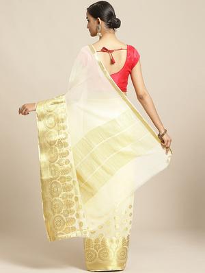solid woven saree with blouse - 17375053 - Standard Image - 2