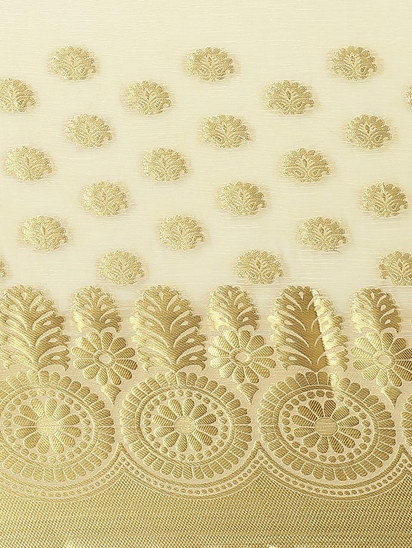 solid woven saree with blouse - 17375053 - Zoom Image - 4