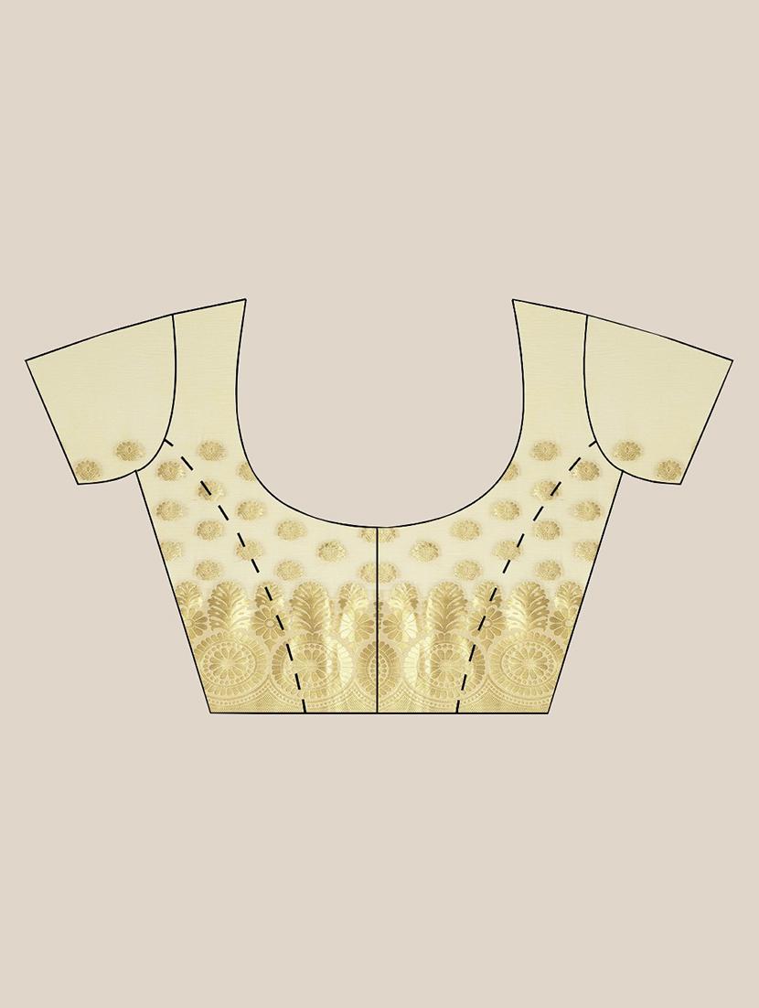solid woven saree with blouse - 17375053 - Zoom Image - 6