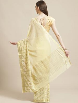 solid woven saree with blouse - 17375056 - Standard Image - 2