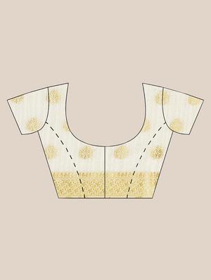 off-white zari work woven saree with blouse - 17375059 - Standard Image - 6