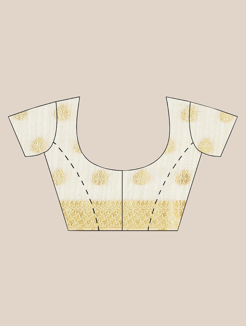 off-white zari work woven saree with blouse - 17375059 - Zoom Image - 6