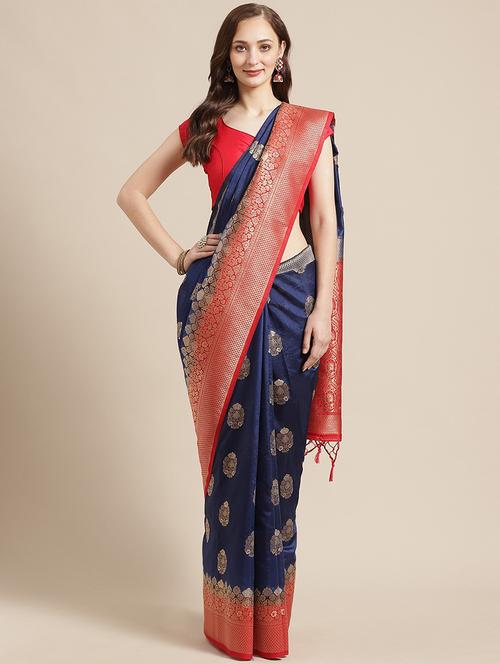 zari woven saree with blouse - 17375107 - Standard Image - 1
