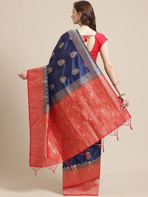 zari woven saree with blouse - 17375107 - Standard Image - 2