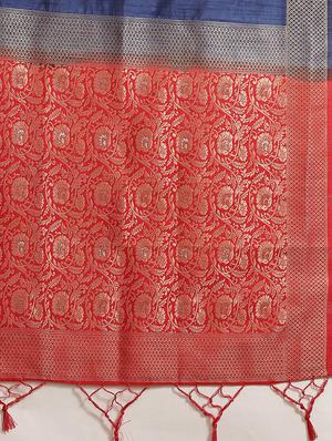 zari woven saree with blouse - 17375107 - Standard Image - 3