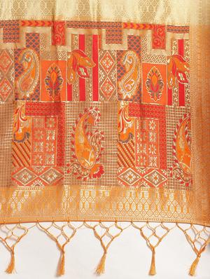 paisley woven saree with blouse - 17375114 - Standard Image - 3