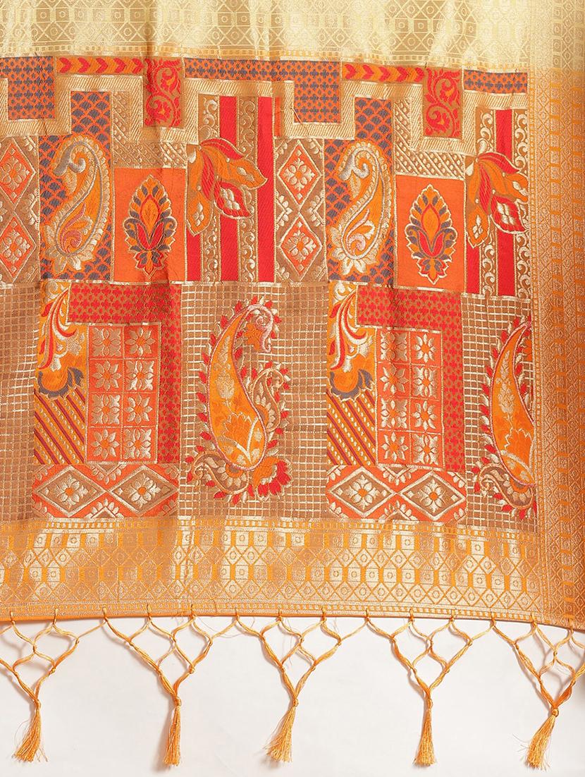 paisley woven saree with blouse - 17375114 - Zoom Image - 3