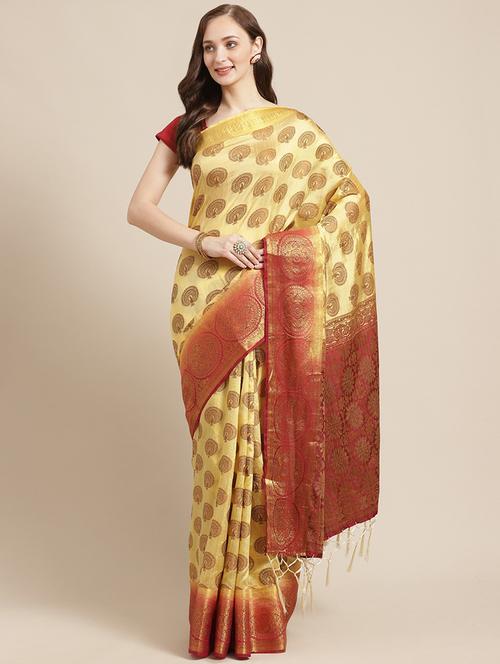 zari work woven saree with blouse - 17375119 - Standard Image - 1