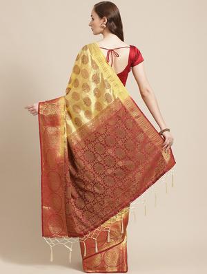 zari work woven saree with blouse - 17375119 - Standard Image - 2