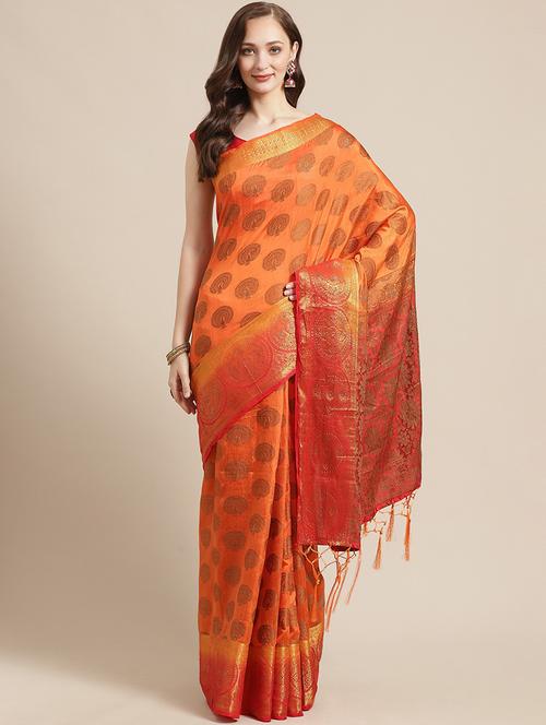 zari work woven saree with blouse - 17375120 - Standard Image - 1