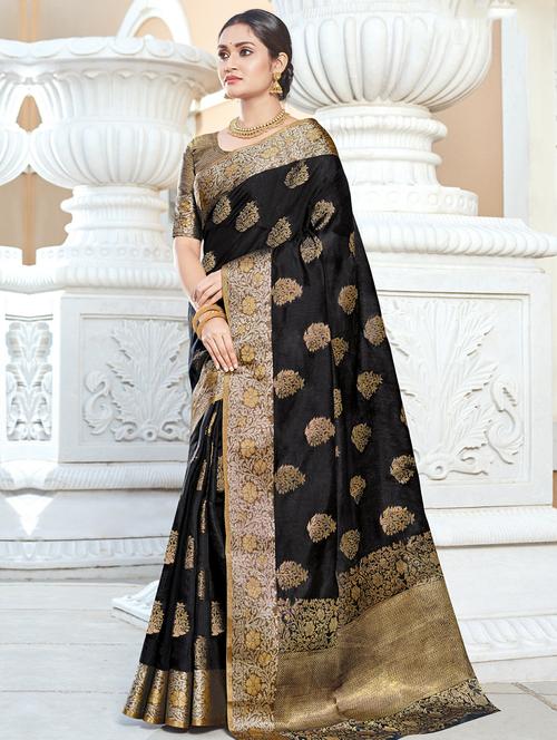 zari work handloom saree with blouse - 17375231 - Standard Image - 1