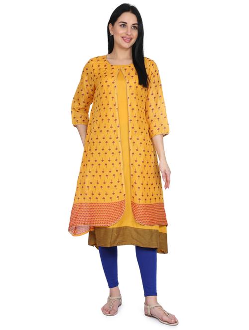 printed layered kurta - 17375313 - Very Small Image - 1