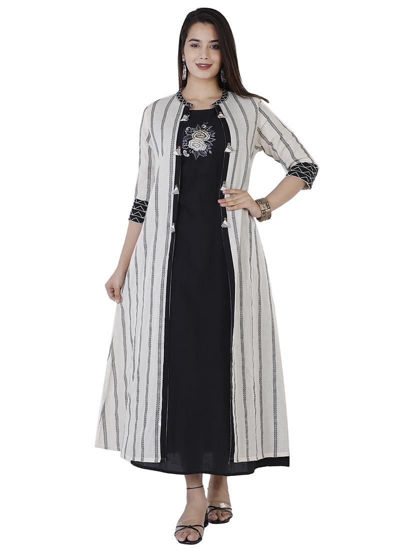 embroidered a-line ethnic dress with jacket - 17375669 - Zoom Image - 1
