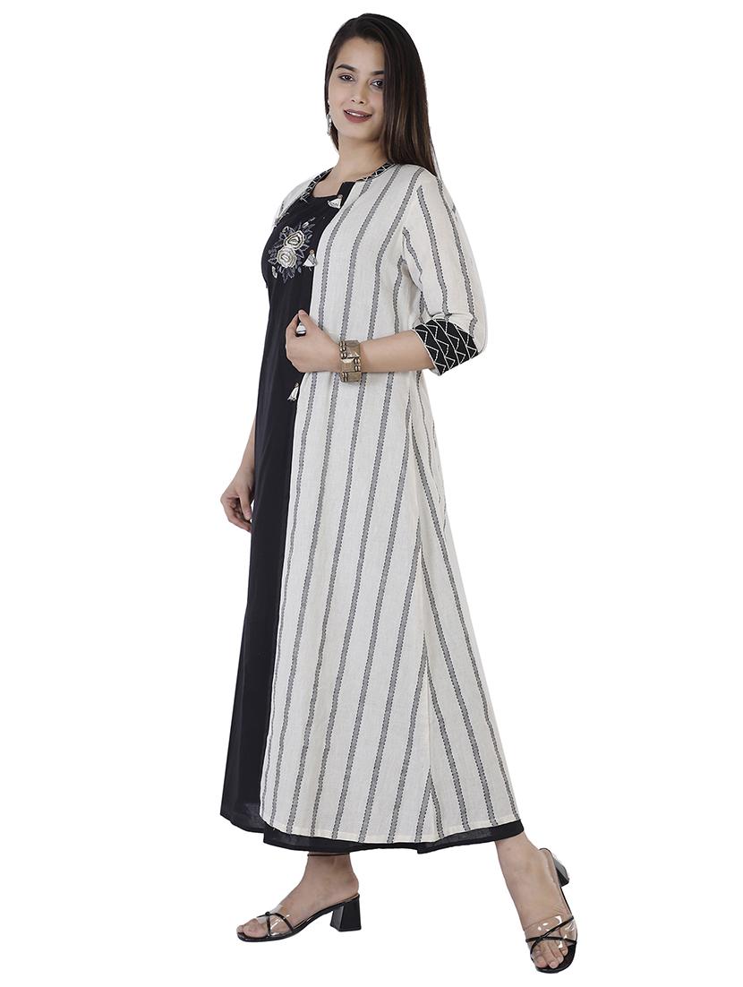 embroidered a-line ethnic dress with jacket - 17375669 - Zoom Image - 3