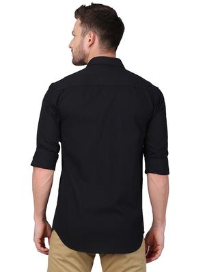 black solid casual shirt - 17376074 - Standard Image - 3