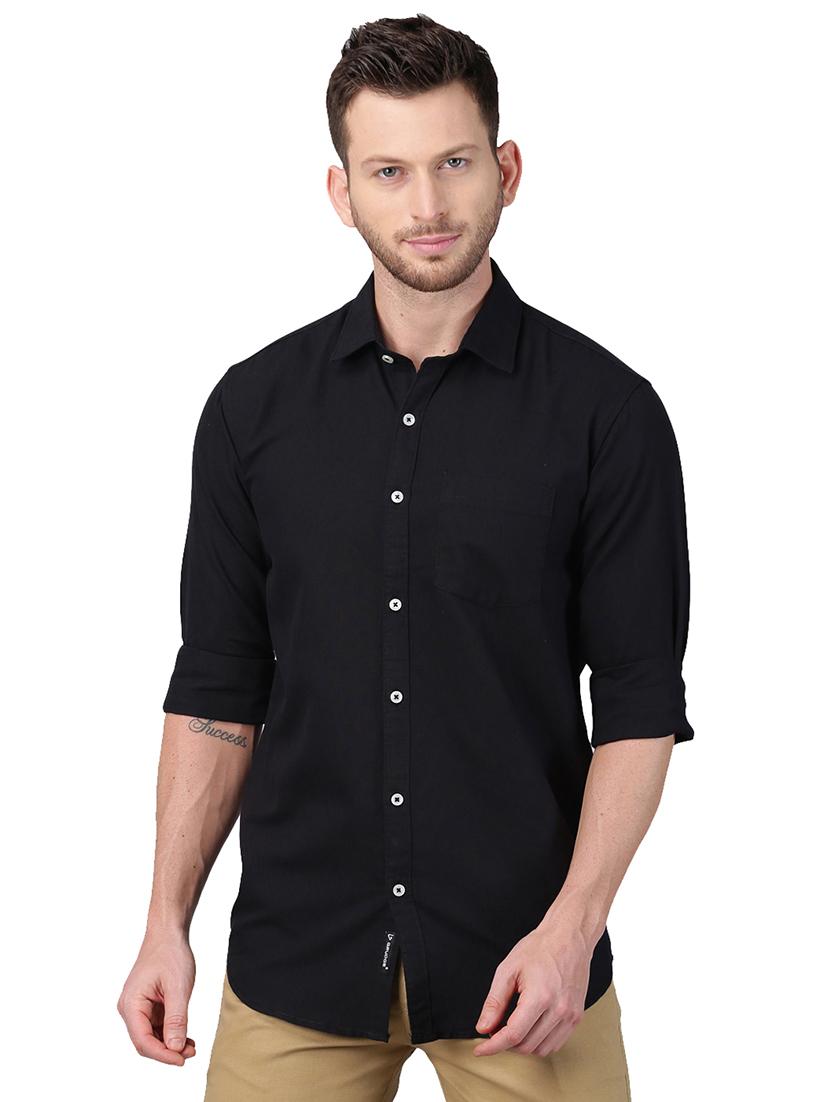 black solid casual shirt - 17376074 - Zoom Image - 1