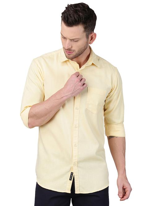 yellow solid casual shirt - 17376076 - Standard Image - 1
