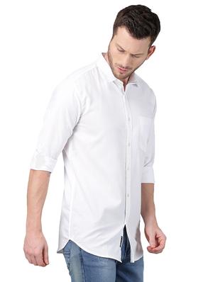 white solid casual shirt - 17376077 - Standard Image - 2