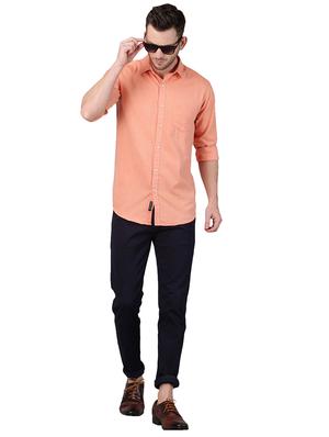 orange solid casual shirt - 17376082 - Standard Image - 4