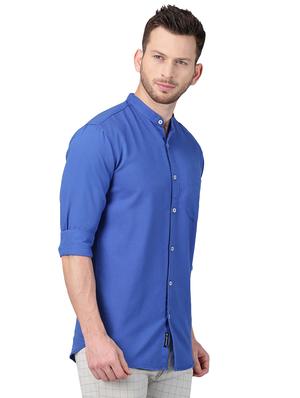 blue solid casual shirt - 17376096 - Standard Image - 2