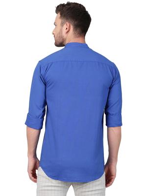 blue solid casual shirt - 17376096 - Standard Image - 3