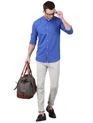 blue solid casual shirt - 17376096 - Standard Image - 4