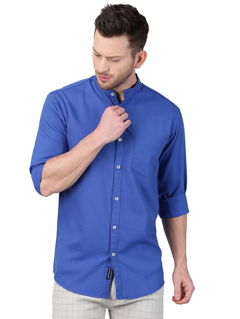 blue solid casual shirt - 17376096 - Zoom Image - 1