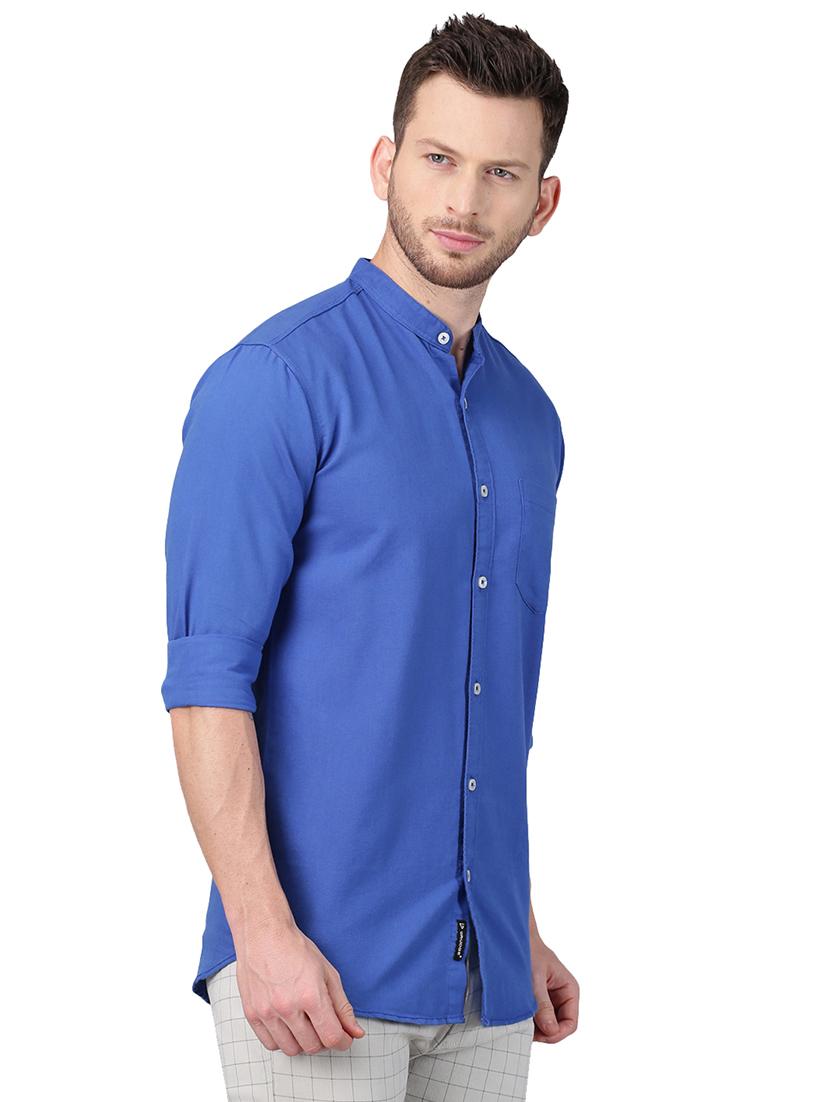 blue solid casual shirt - 17376096 - Zoom Image - 2