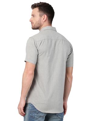 grey solid casual shirt - 17376097 - Standard Image - 3