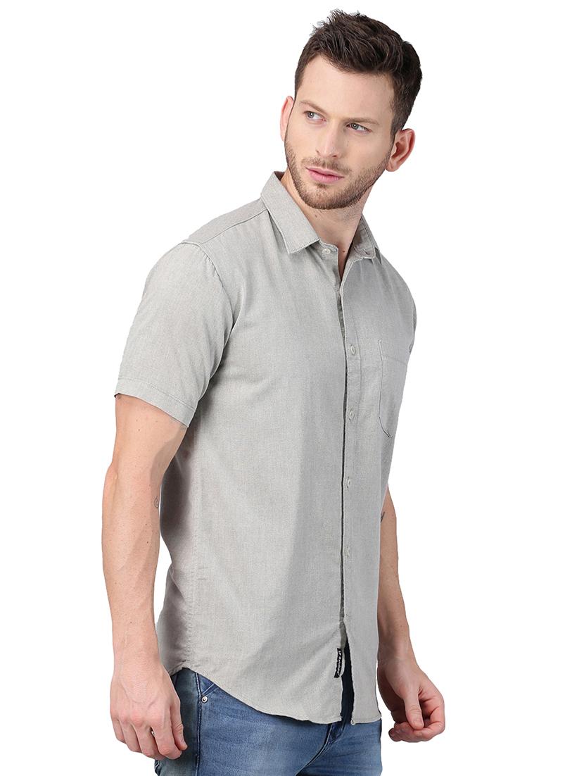 grey solid casual shirt - 17376097 - Zoom Image - 2