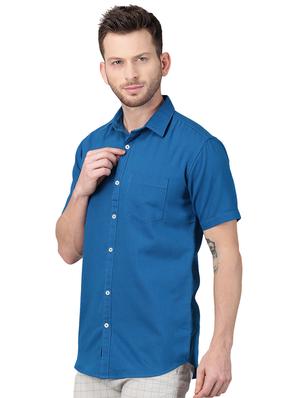 blue solid casual shirt - 17376098 - Standard Image - 2